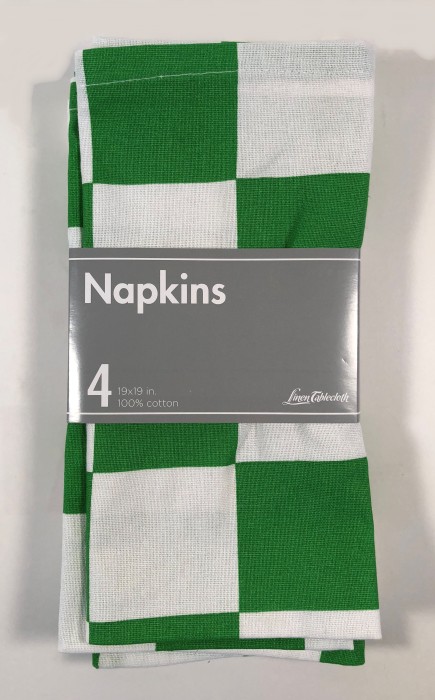 Chess Napkins - Green & White - 100% cotton - 19X19 inch