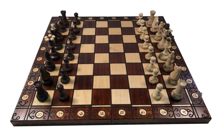 Consul Brown Wood Chess Set  - 19" Folding Board - 3 1/2" King