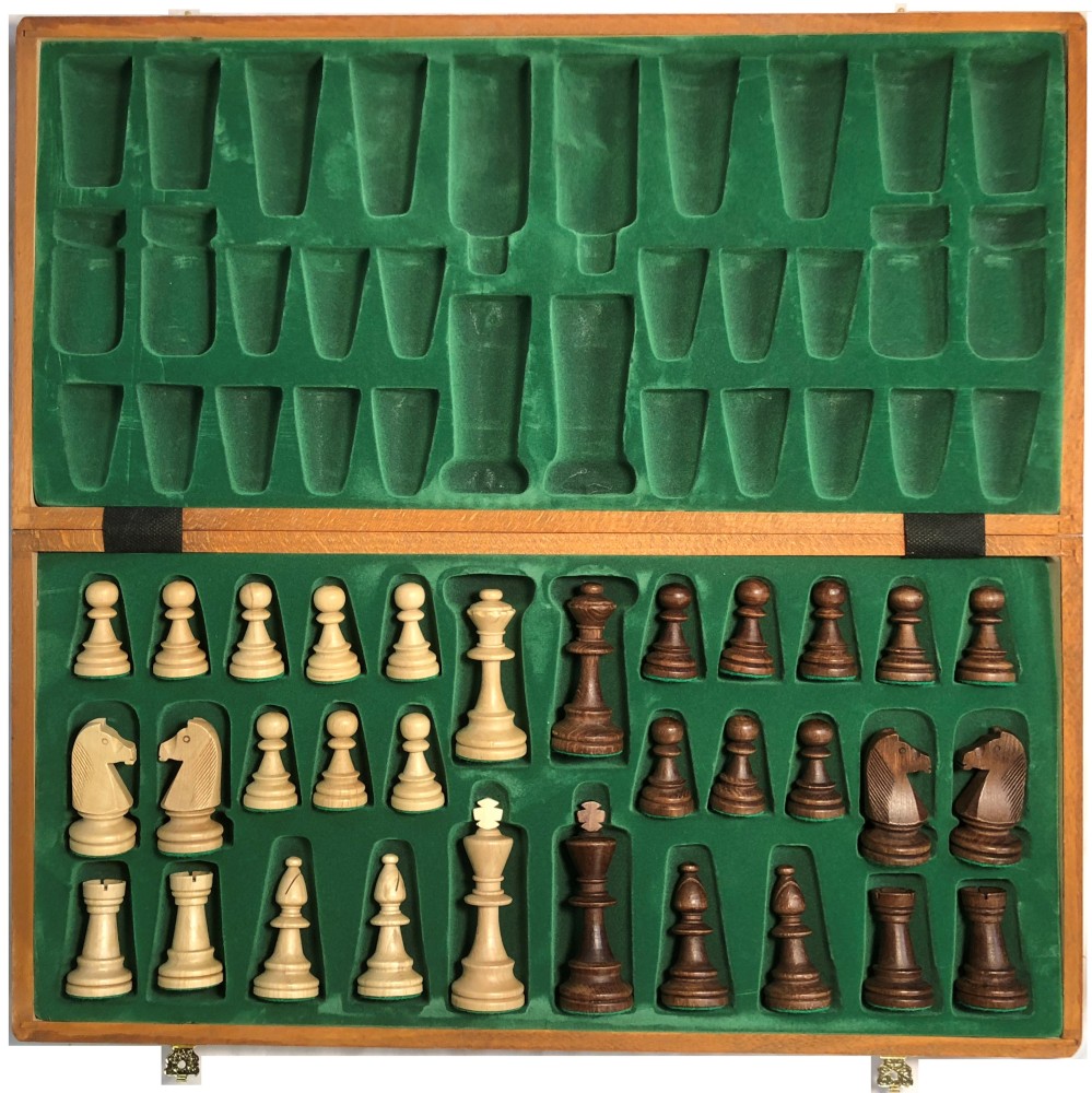 21" Tournament Chess Set No 6: Folding Wood board & Pieces