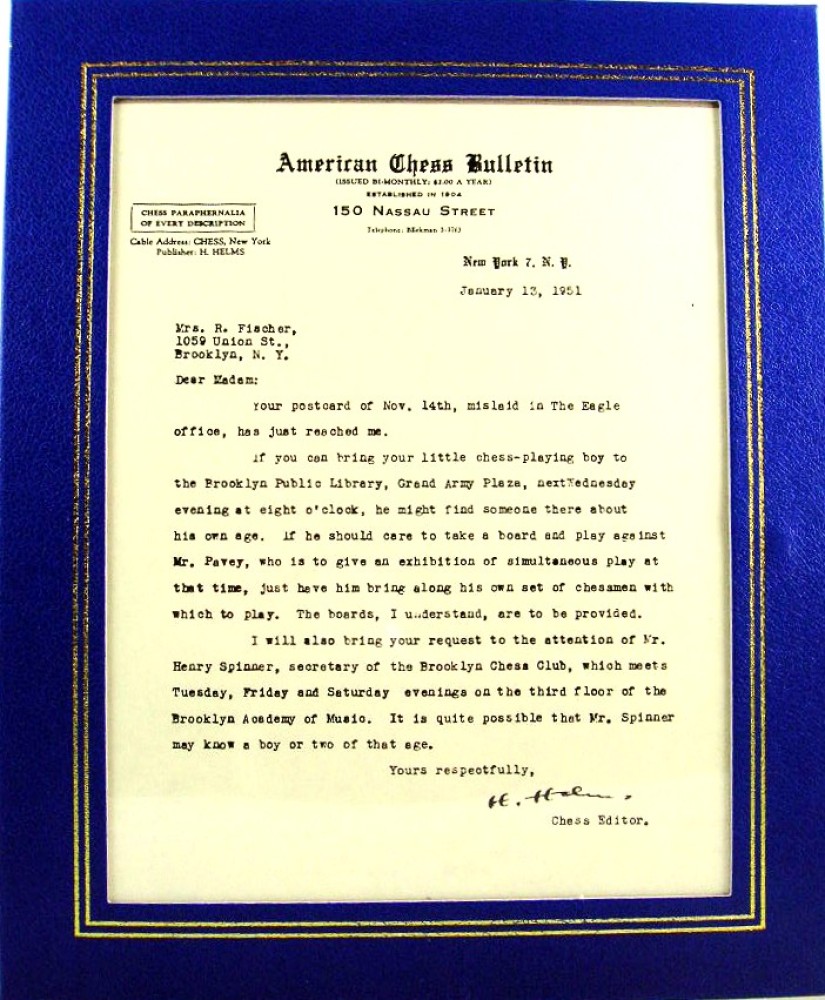 Letter to Bobby Fischer's Mom