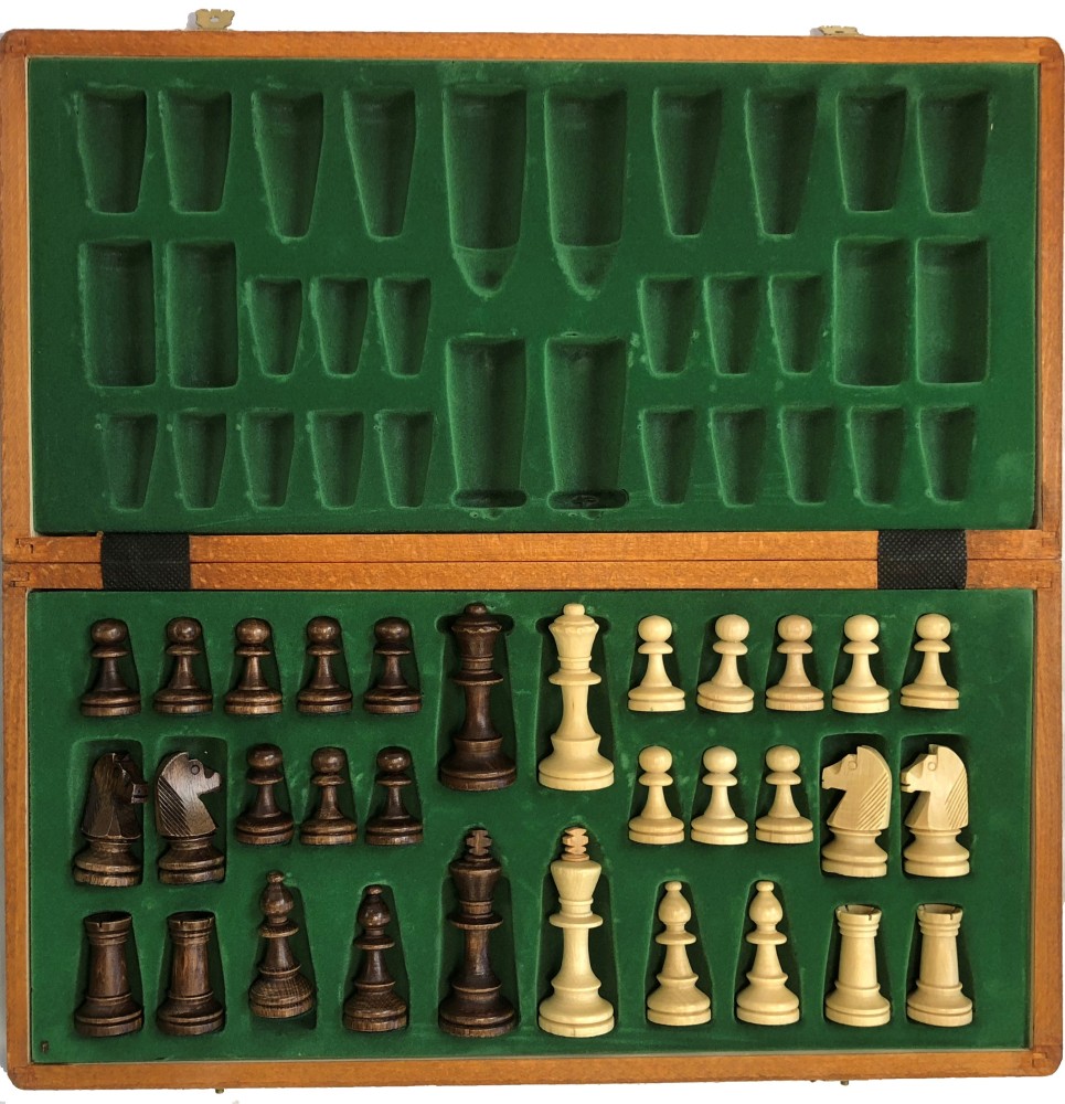 16" Tournament Chess Set  No 4 - Folding Wood Board, 3" King
