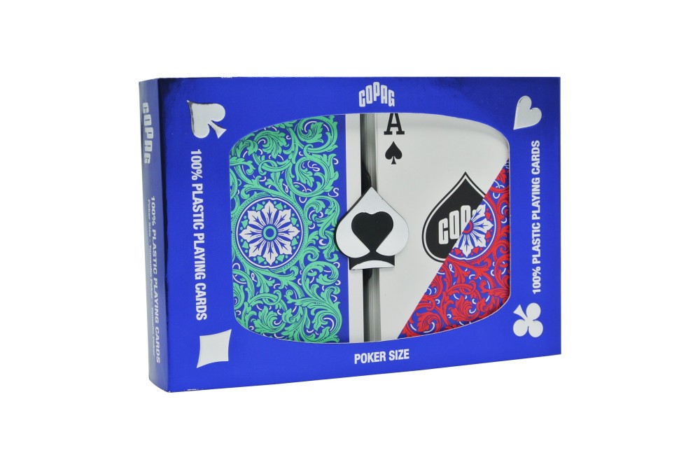 Poker Regular Index 1546 Green Red Case COPAG Playing Cards