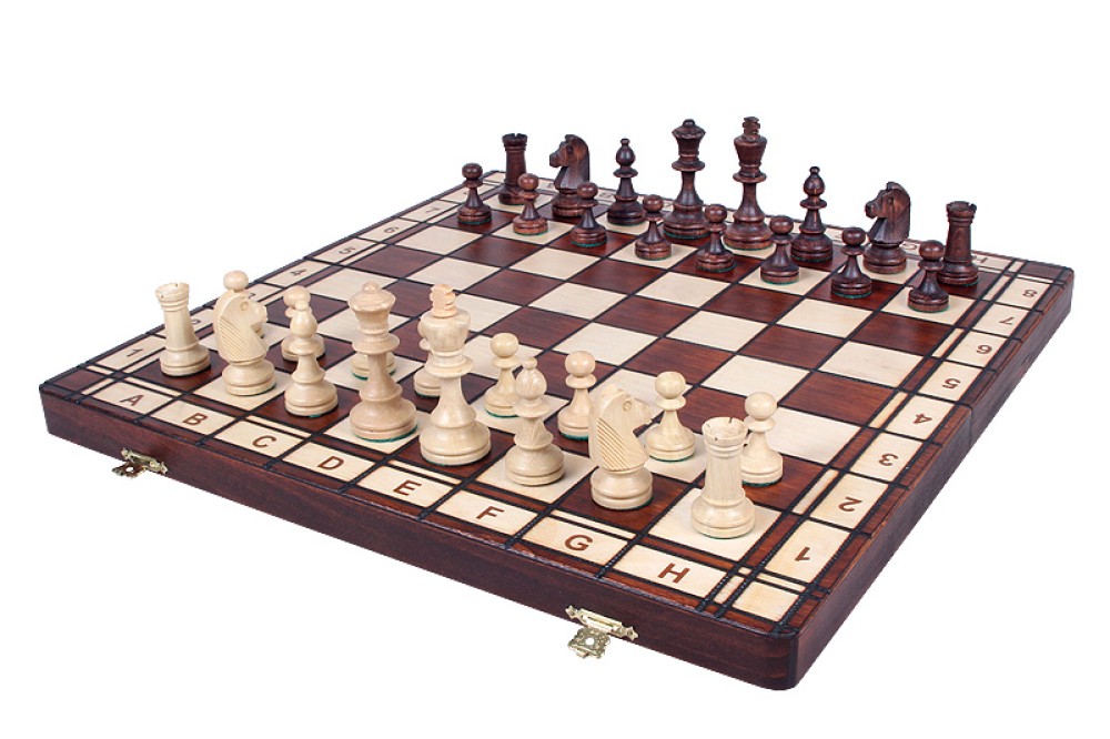 Chess Set Jowisz Champion Polish Wood - Folding Board and Chess Pieces