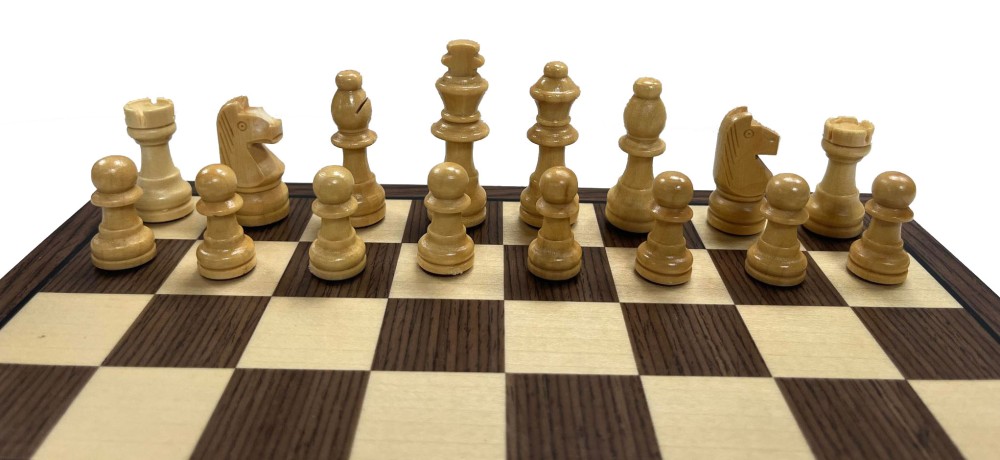 Folding Walnut Magnetic Chess Set and 11 inch wood board