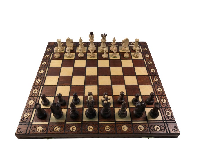 16 Inch Senator Brown Chess Set - Folding Wood Board