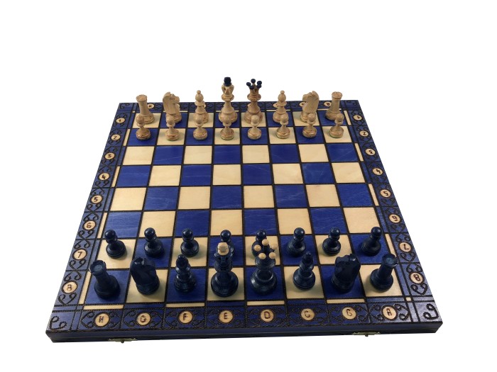 Senator Chess Set Blue - Wood Pieces and Board