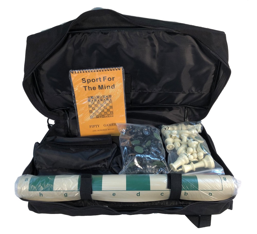 BACKPACK CHESS COMBO: Bag/Board/Chess Pieces/Scorebook