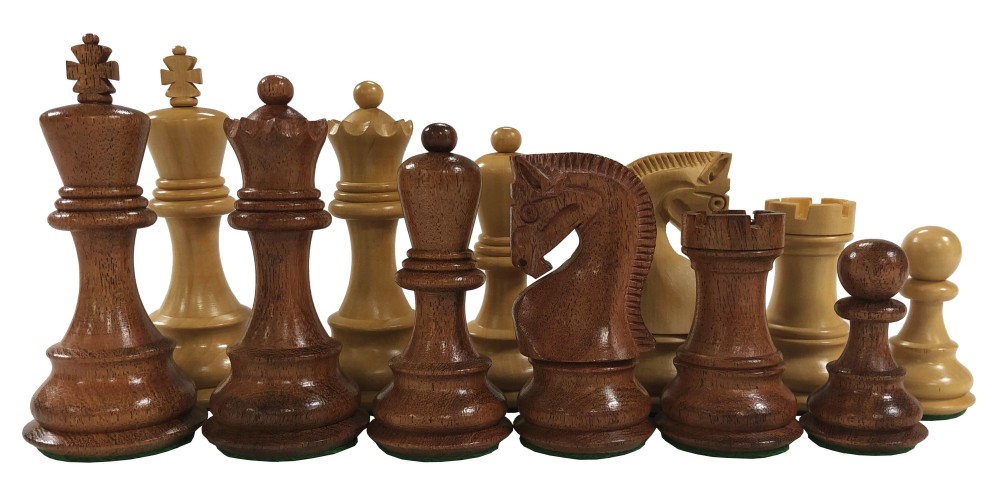 3 3/4" Olde Russian Babulwood Chess Set: 4Qs - 3X Weight