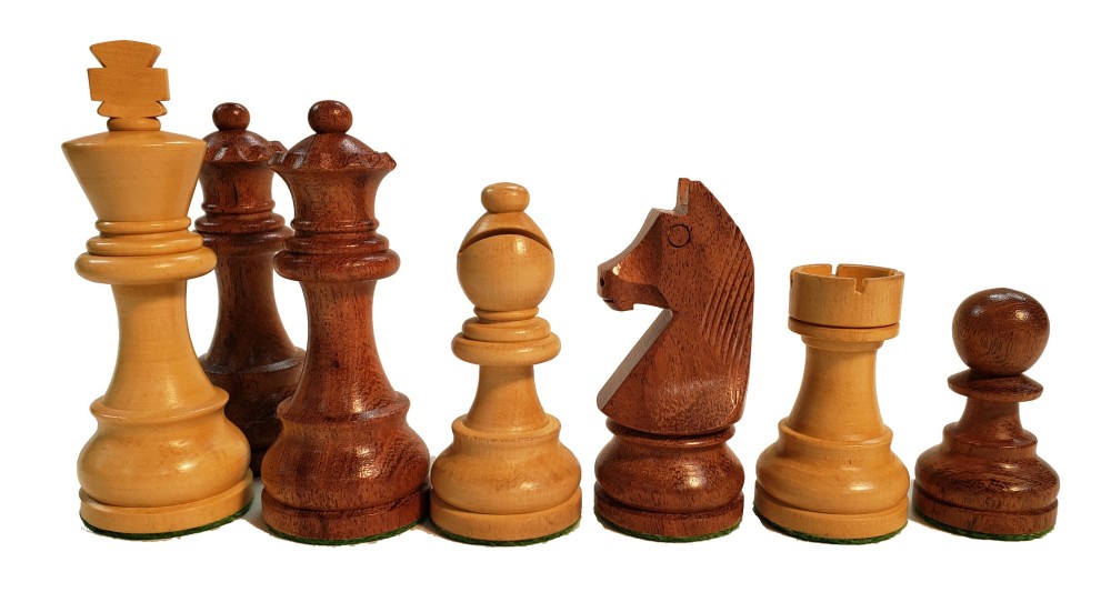 3 3/4" European Chess Set -Babulwood - 4 Queens - 3x Weighted