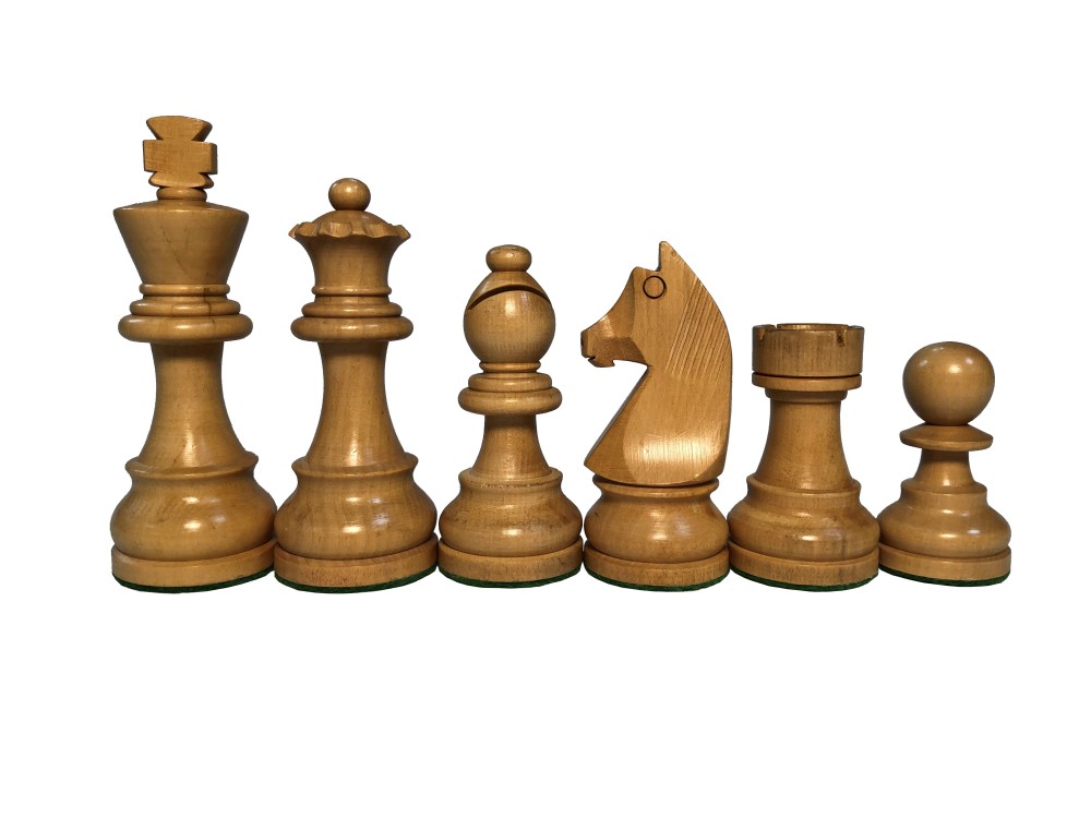 3 3/4" European Chess Set -Babulwood - 4 Queens - 3x Weighted