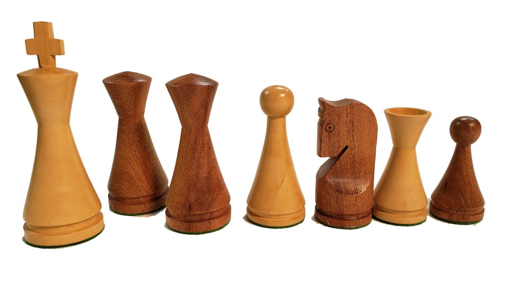 4" Modern Babulwood Chess Set - 4 Queens - 3X Weighted - 4" King