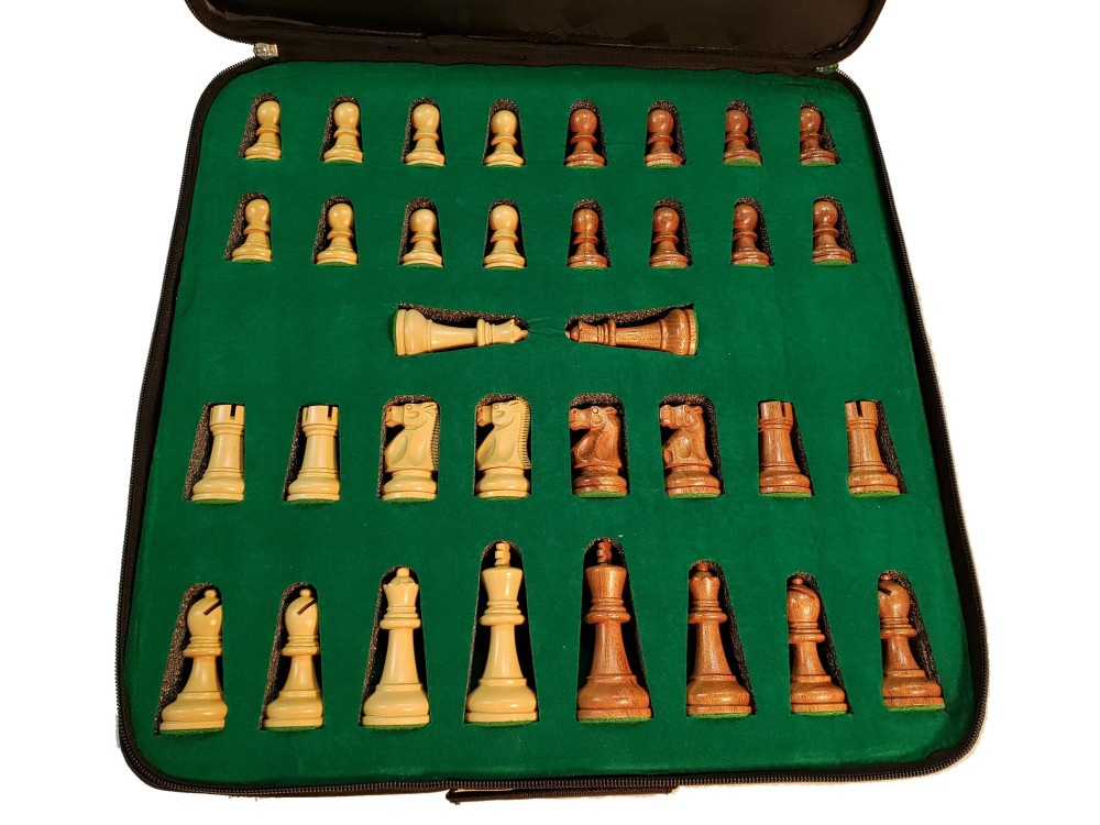 Babul Wood Ultimate  Chess Set 3X Weight -  4 Queens - w/ Travel Case