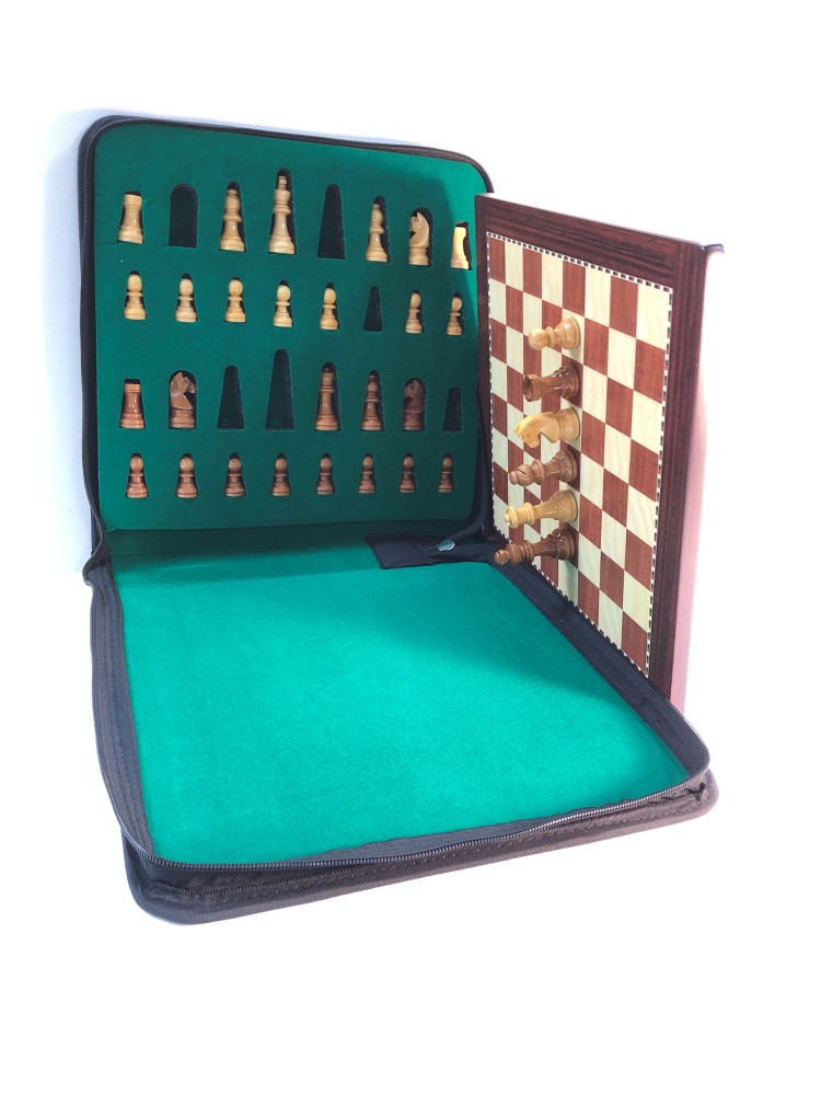 Large Wood Magnetic Travel Chess Set - 11 3/4 x 11 3/4 in.
