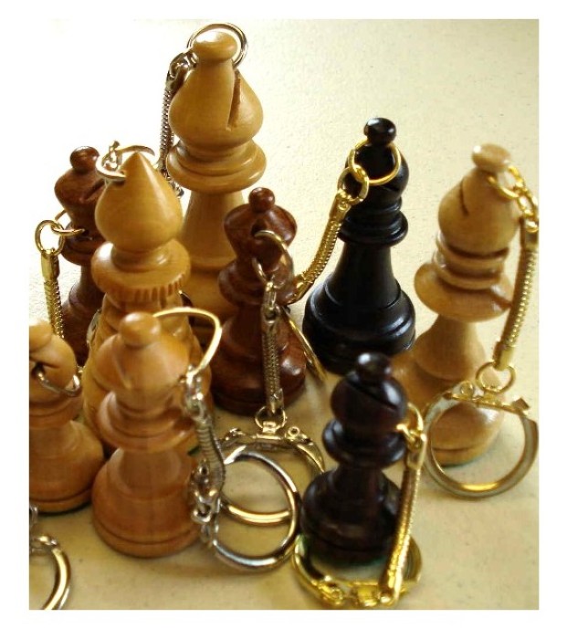 The Bishop - Wood Keychain Key Ring - Metal Clasp