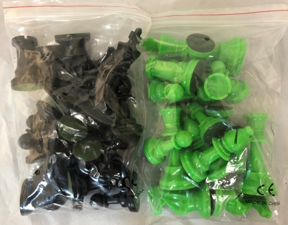 Neon Green and Black Chess Set