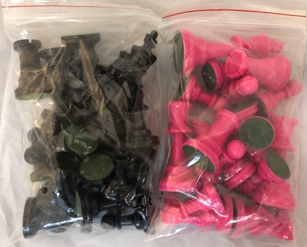 Pink and Black Chess Set
