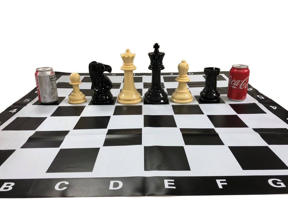 GIANT GARDEN CHESS SET + Vinyl Board 8 in.King Plastic