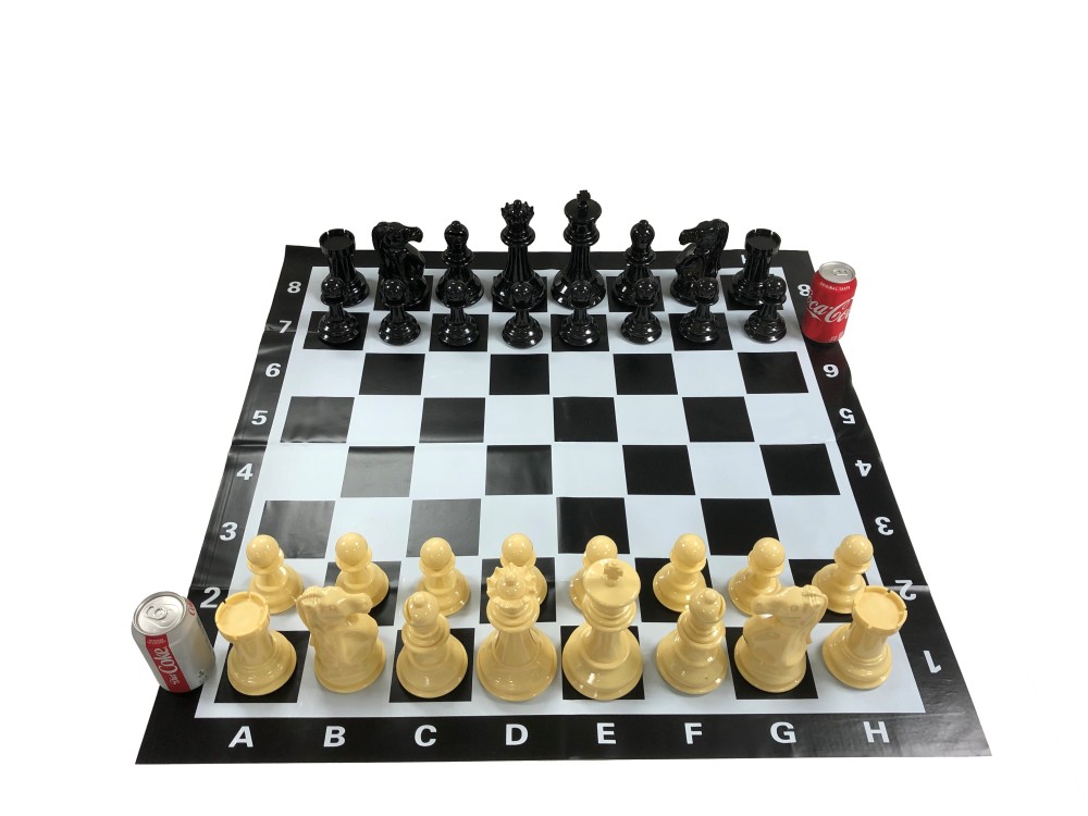 GIANT GARDEN CHESS SET + Vinyl Board 8 in.King Plastic
