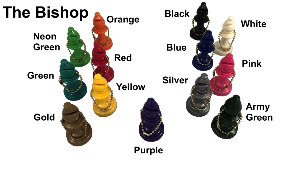 Bishop Chess Keychain - Plastic  - Full Size - Color Choice