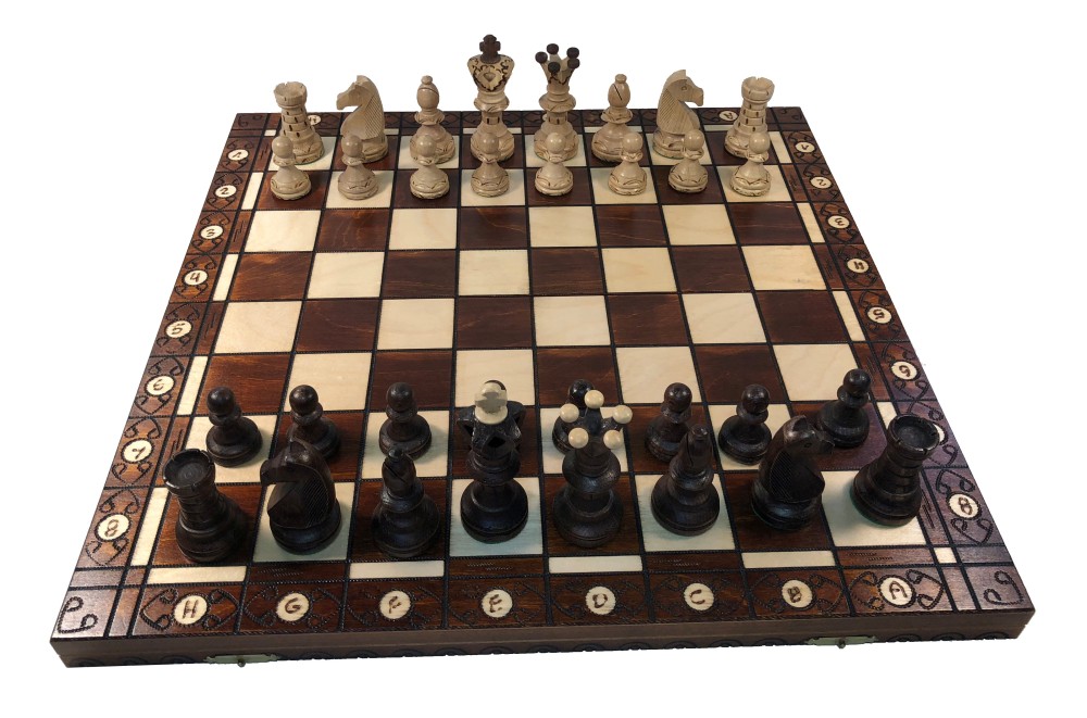 21" Ambassador Brown Chess Set - Folding Board - 4 1/4" King